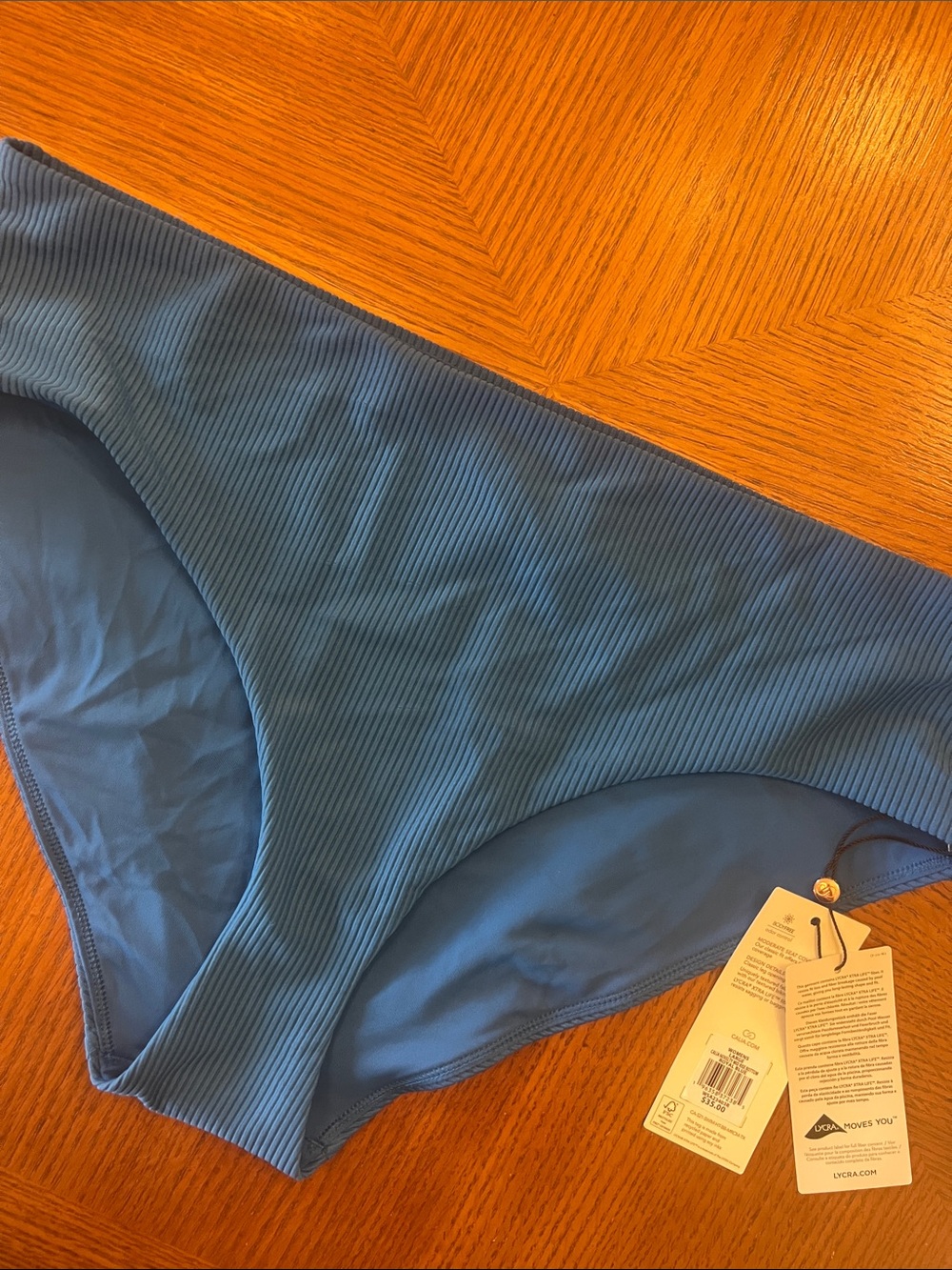 Calia Ribbed Bright Blue Bikini Bottom
